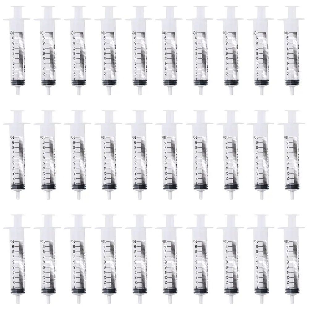 30Pcs Transparent 10ml/cc Plastic Syringe DIY Measuring Syringe Large Syringes Tools Oil or Glue Applicator