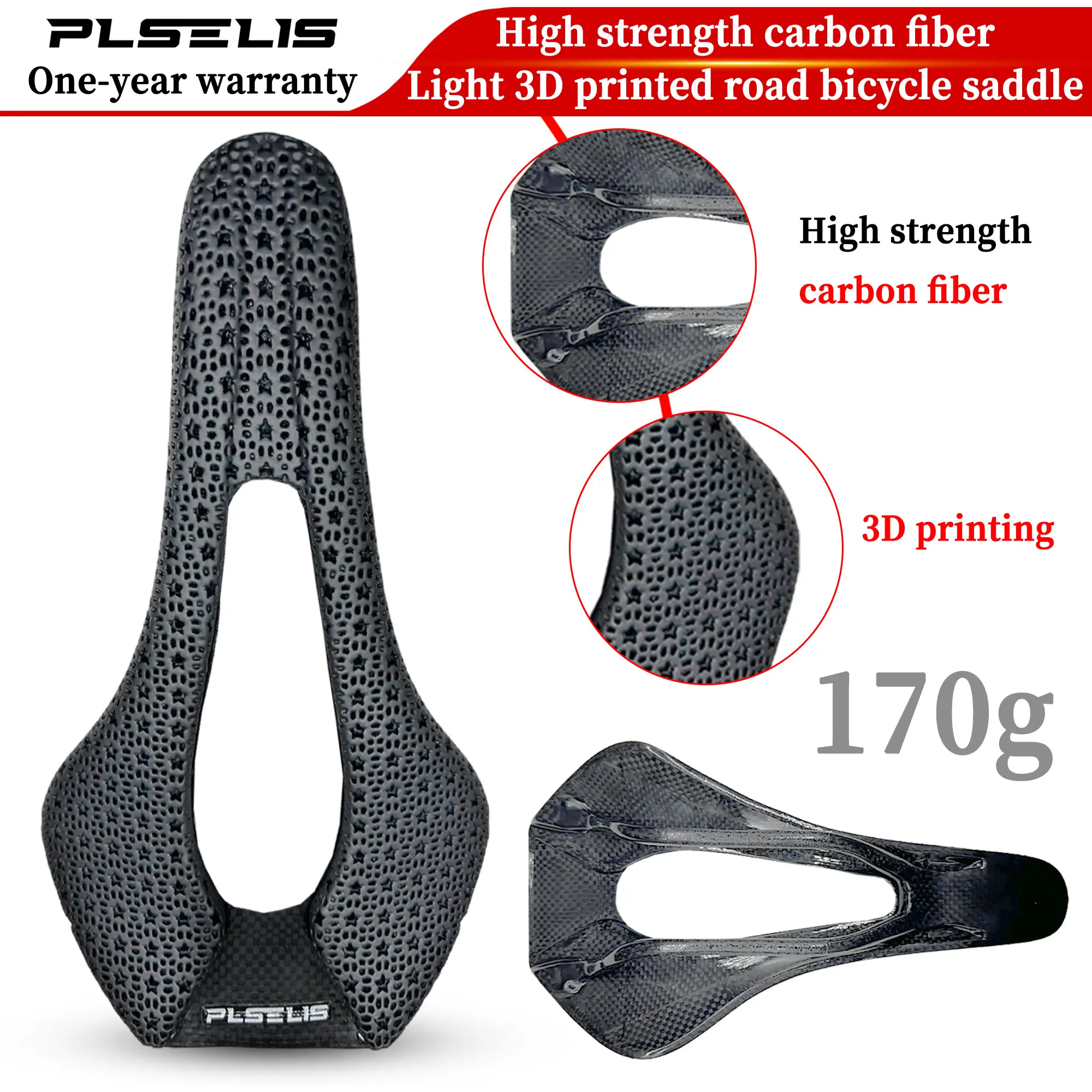 

PLSELIS популярное дорожное седло для горного велосипеда с 3D принтом из углеродного волокна, полая дышащая высокопрочная короткая подушка для носа PS-8000
