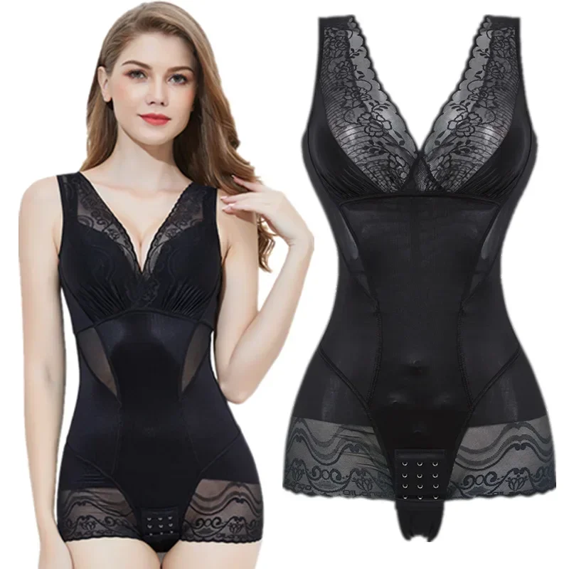 

Боди Корректирующее белье с кружевным дизайном и промежностью с пряжкой для живота и талии, тонкое лето для похудения, подходит для мужчин и женщин