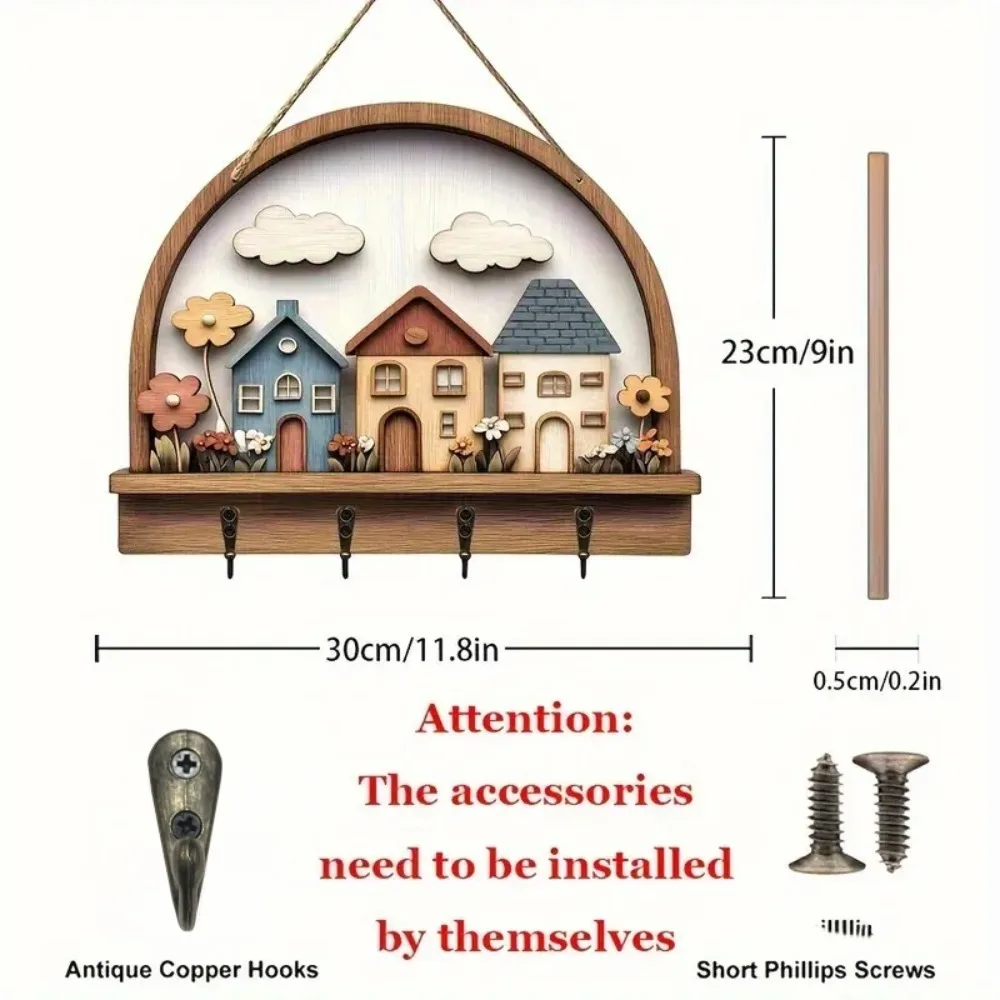 2D Wooden Keyframe, Featuring Rural Charm and Floral Patterns, Versatile for Home Use, Wall, Porch, Seasonal Decoration, Gifts