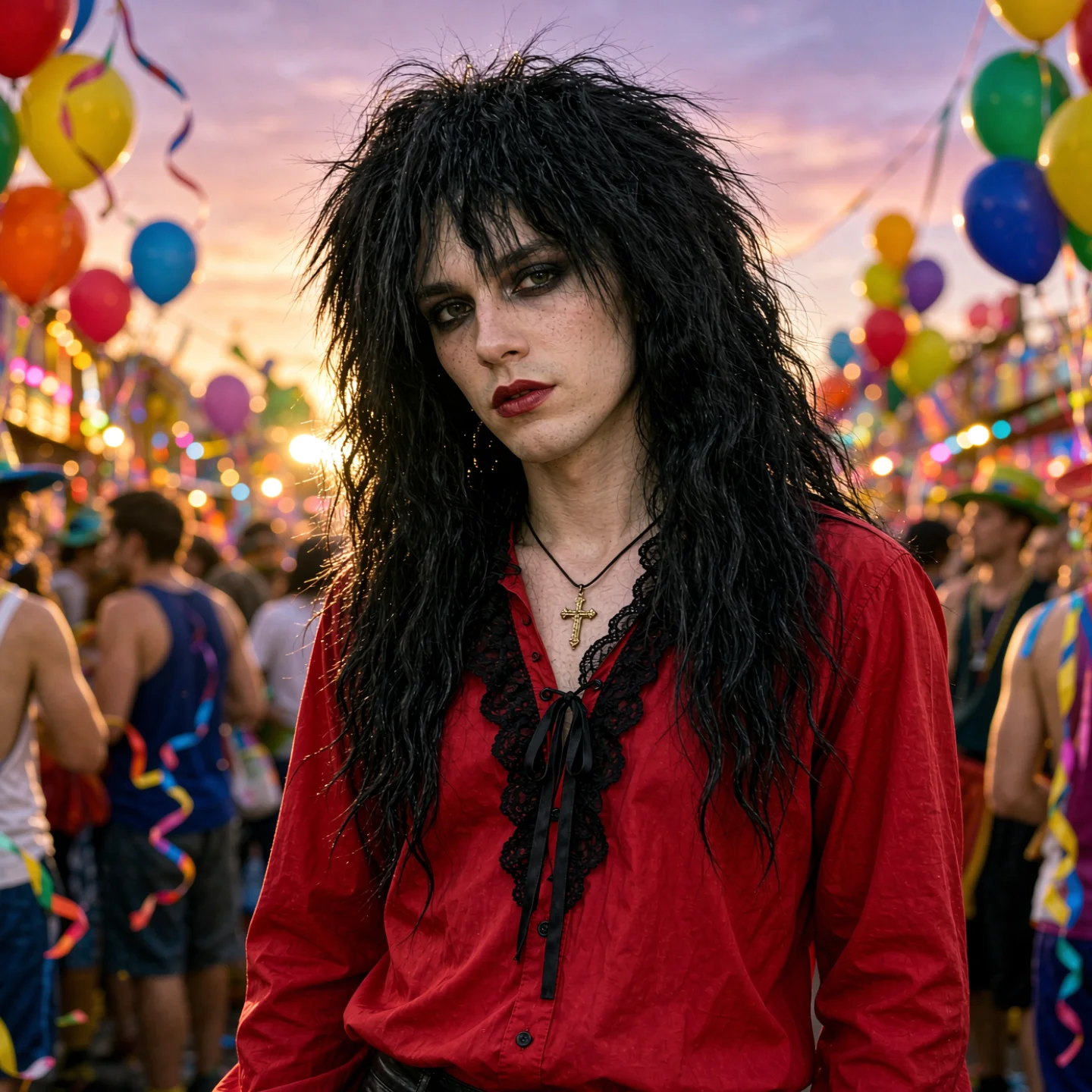 Anxin Brand Synthetic Fiber Wigs: Long, Fluffy Wolf-Tail Style Hair, Available in Multiple Colors, Unisex, Suitable for 80S Retro Rock-Themed Parties, Disco Balls, Halloween Costumes, Band Stage Performances, and Nostalgic Cosplay