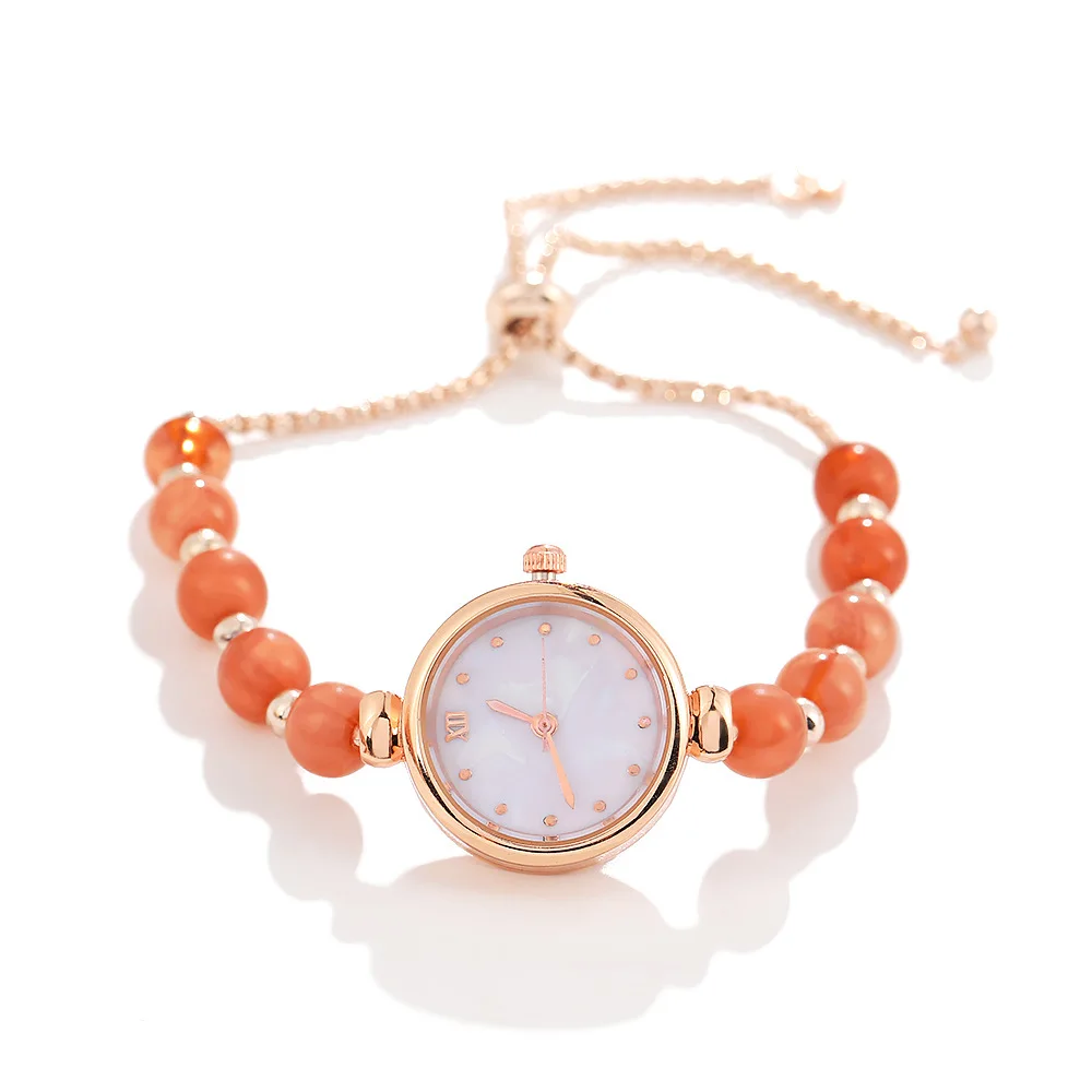 

Ladies Quartz Watch Fashion Light Luxury Beaded Bracelet Watch Girl Holiday Gift