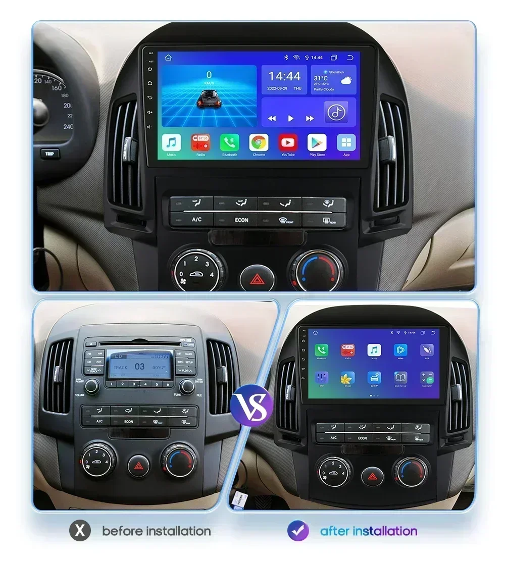 Hizpo Octa Core 7862 For Hyundai I30 2006-2011 Car Radio Multimedia Player System Navigator GPS Auto Stereo 2din Android Carplay