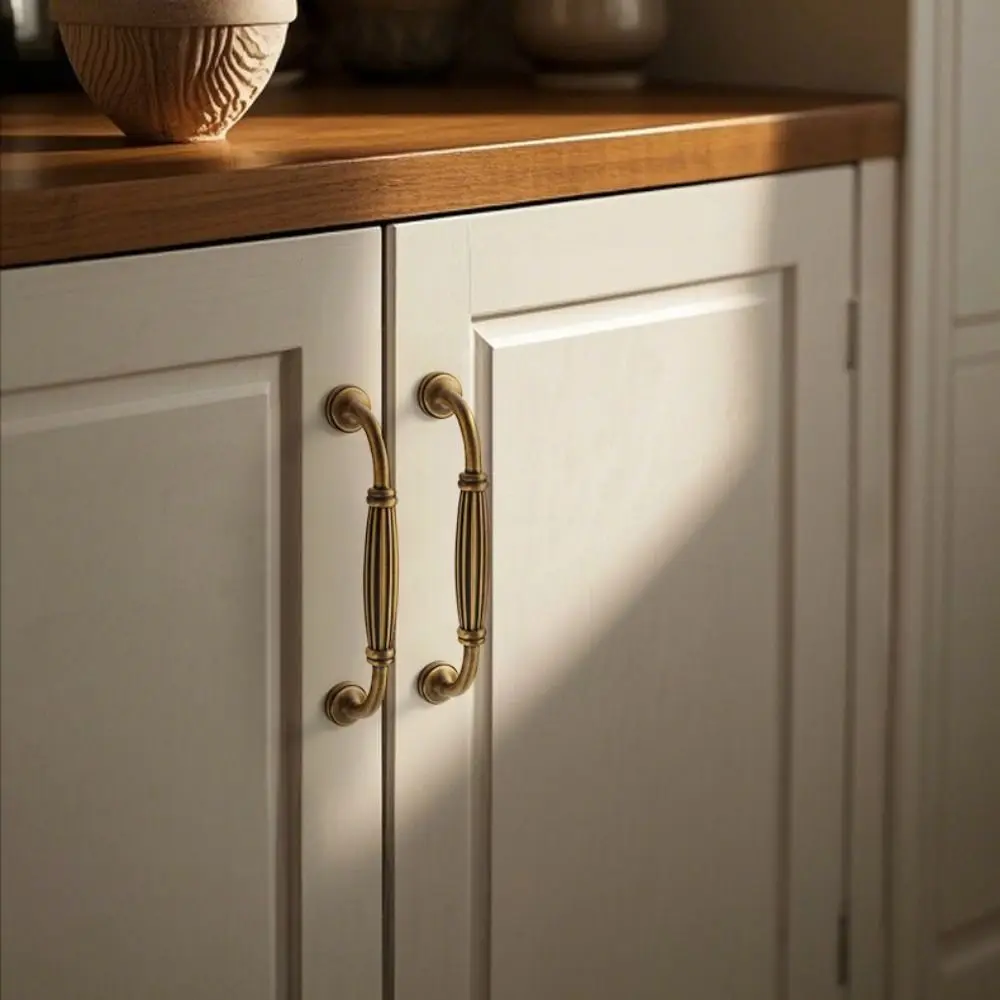 Nordic Style Drawer Pulls American Vintage Retro Style Furniture Handles Antique Style Solid Brass Cabinet Handles Wardrobe