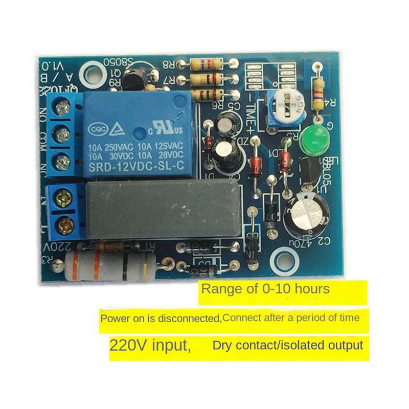 ABJN-2X AC 220V Adjustable Timer Delay Switch Turn On/Off Time Relay Module New(0-10 Minutes)