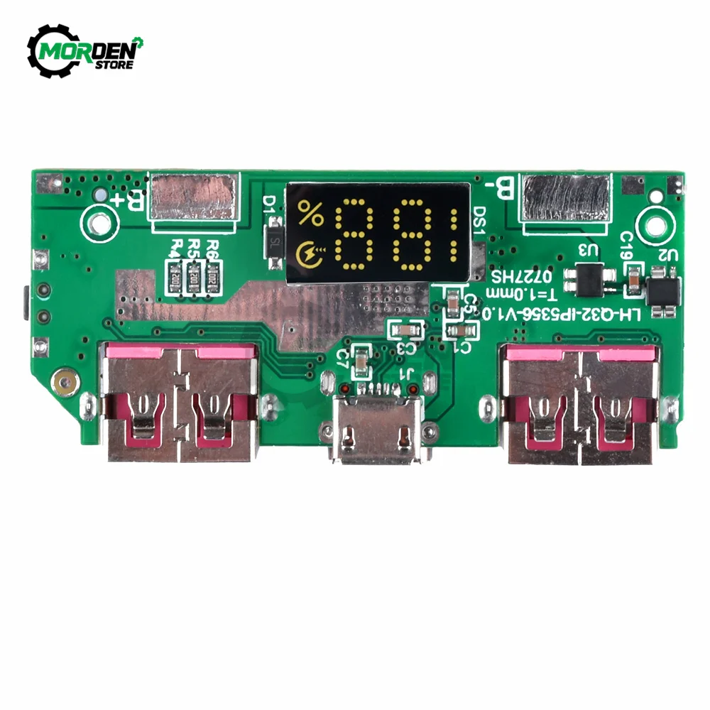 Cyfrowy wyświetlacz 5V 3A z baterią litową, szybki moduł ładowarki TYPE-C zasilacz Micro USB QC3.0 2.0 PD3.0 PD2.0/AFC/FCP