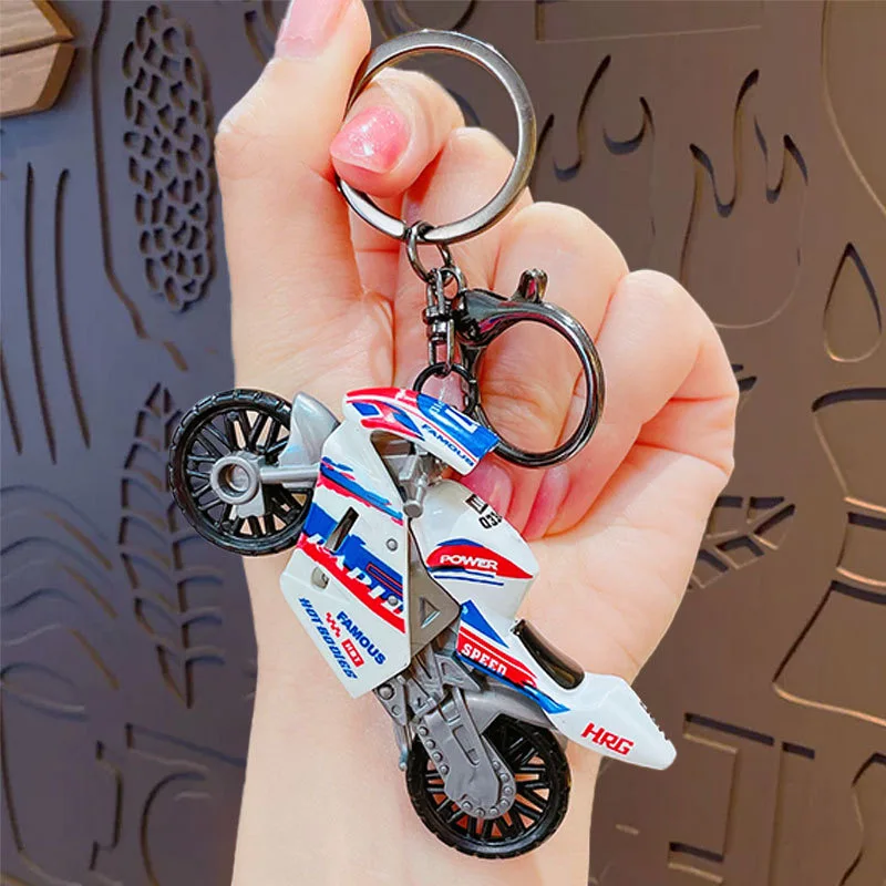 Cool Motorbike Model Keychain Unisex Round Buckle 5 Colors Metal Pendant School Bag Daily Decoration Friend Rider Gift Keyring