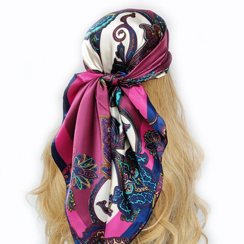 Bufanda cuadrada de seda de diseño para mujer, pañuelos pequeños para el cuello, Foulard estampado de moda, diadema, pañuelo para la cabeza de satén