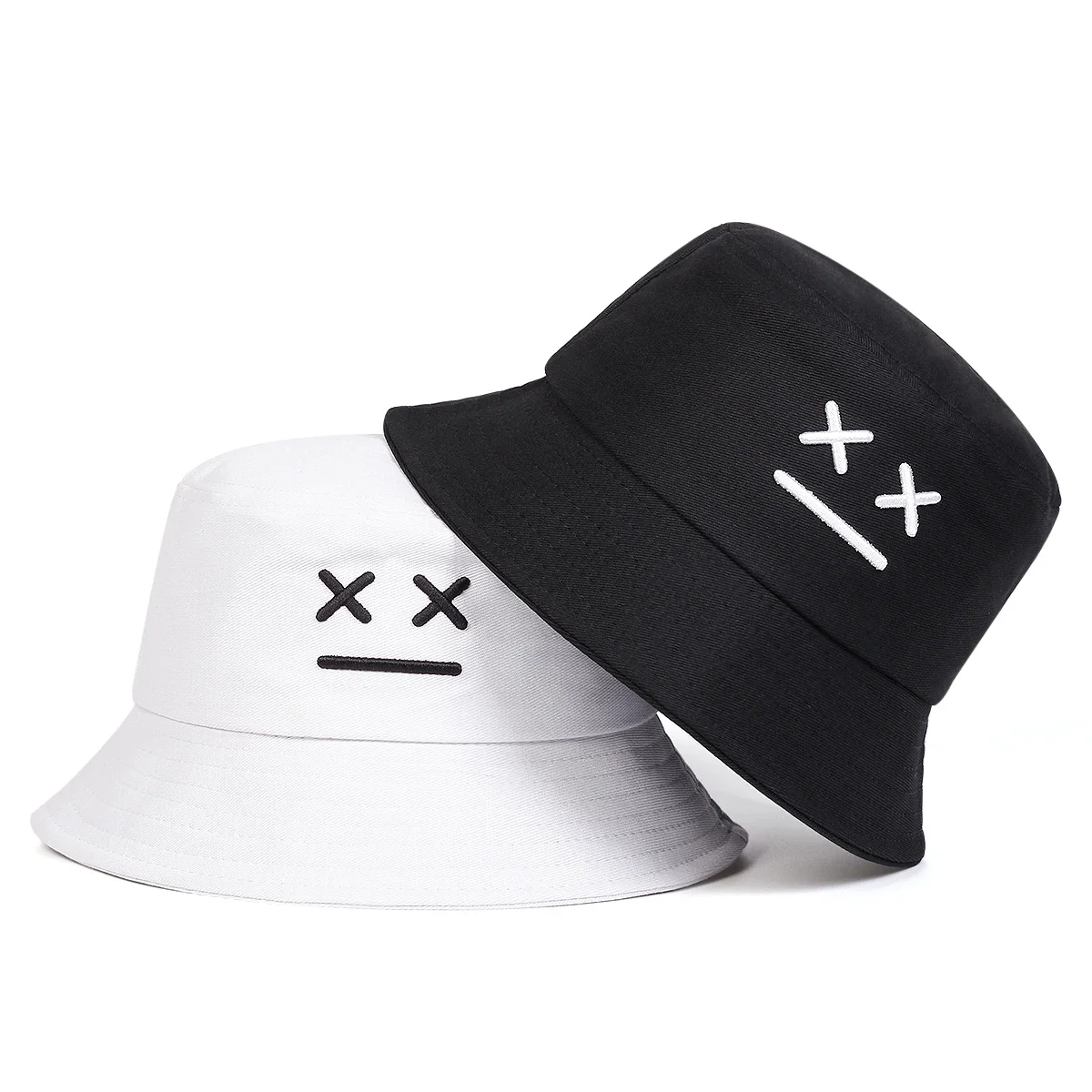 Unisex XX Bucket Hat mit lächelndem Gesicht und Stickerei, Persönlicher Fischerhut, Outdoor Freizeitmütze, Sonnenschutzhut