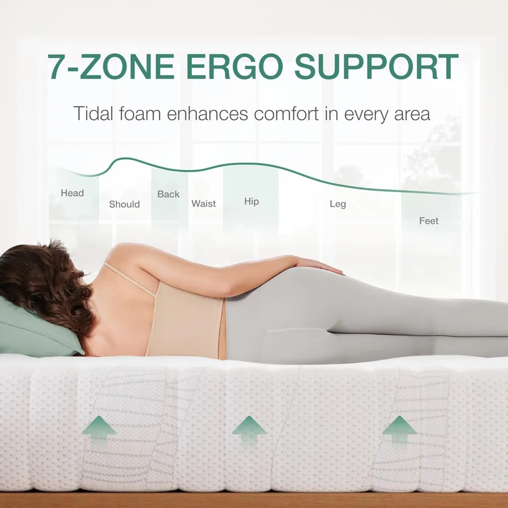 مرتبة إسفنجية ميموري فوم مقاس 14 بوصة بحجم كوين مع دعم فحمي - راحة متوسطة وثابتة #4