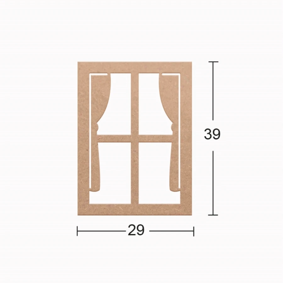 DS44 Decorative Wall Ornament Window, Can Be Painted Mdf Trim