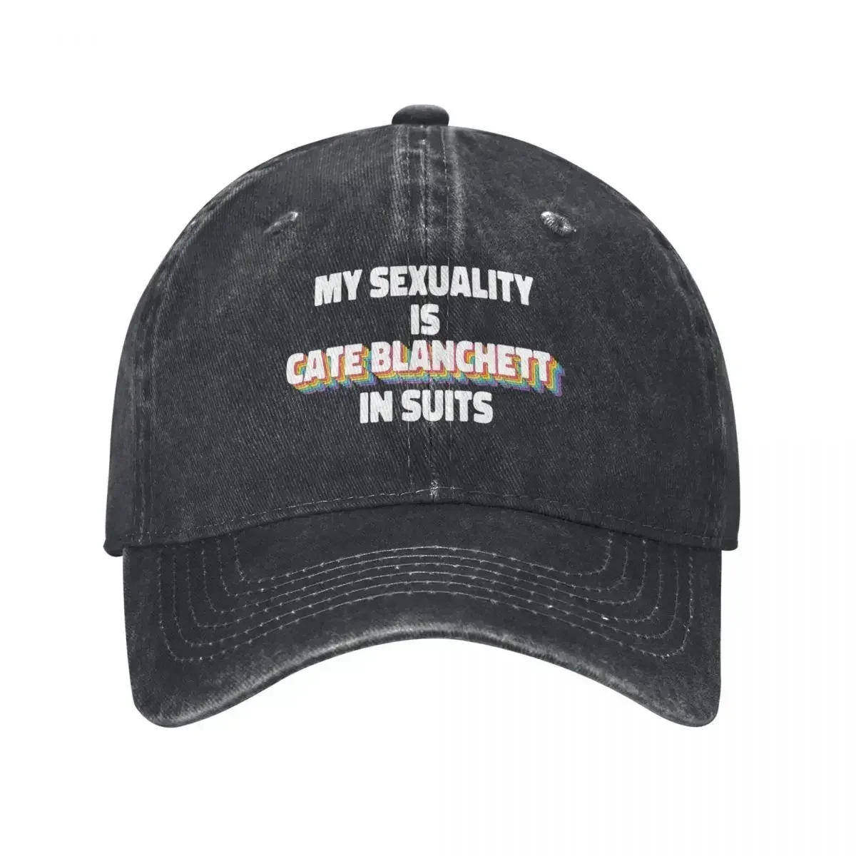 New My Sexuality Is Cate Blanchett In Suits Rainbow Baseball Cap Thermal Visor Vintage derby hat Anime Hat Men Hats Women's
