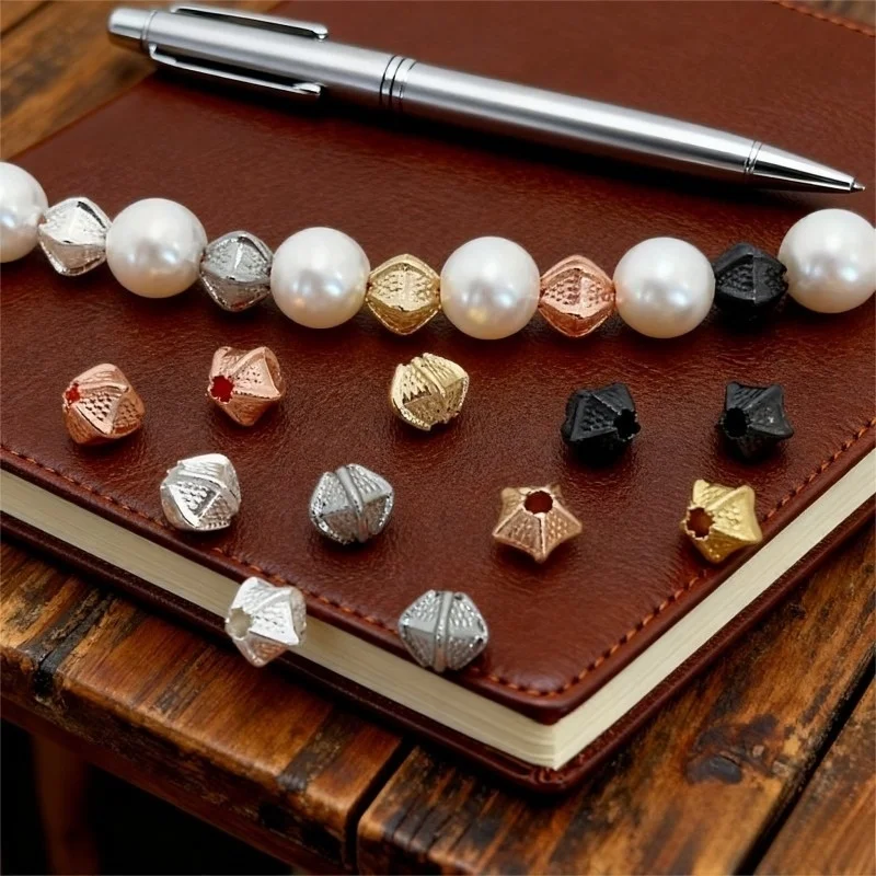 

10 PCS Gold Plated Copper Lantern Shape Spacer Beads DIY Pearl Bracelet Necklace Accessories Jewelry Making Materials Wholesale