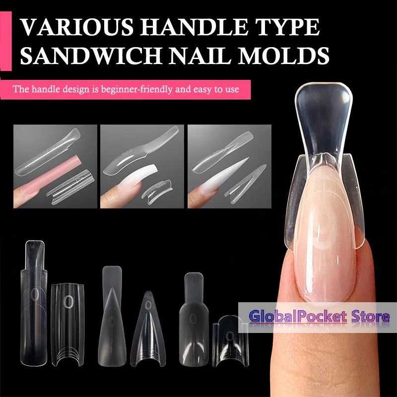 60/120/240 Pcs Sandwich Dual Nail Form Oval Nail Extension Forms Top & Bottom Form For Quick Nail Extensions Manicure Tools