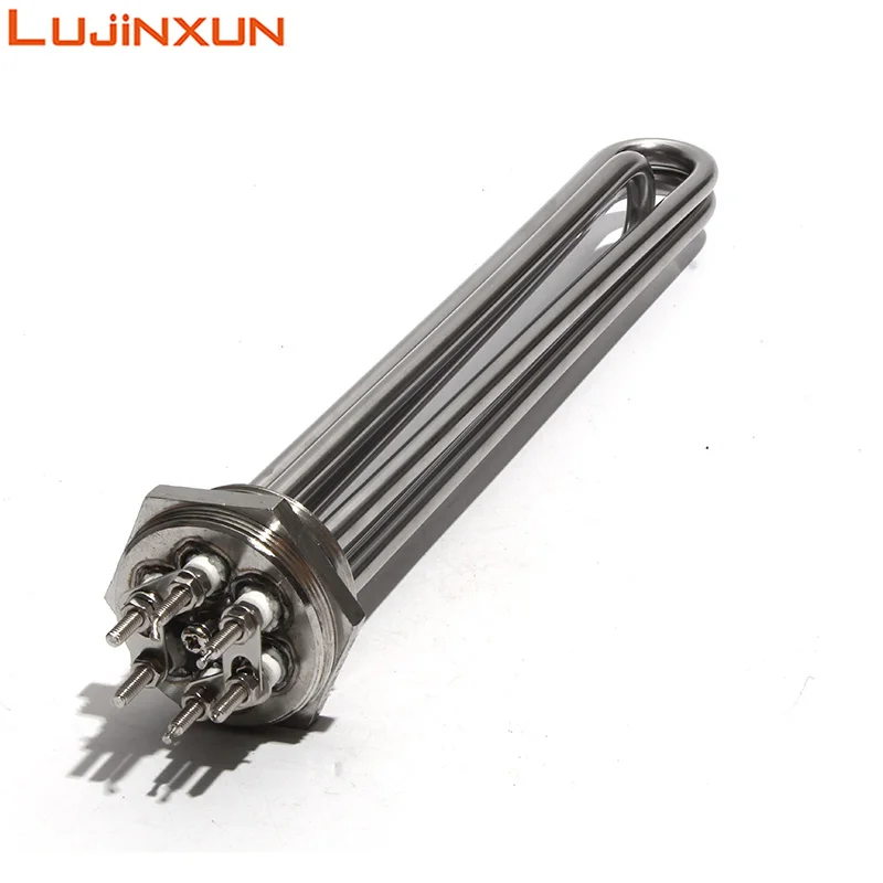 Lujinxun 1.5inch BSP DN40 Tubular Immersion Heater Heating Element for Water Oil All 304SS220V 380V with Grounding Screw