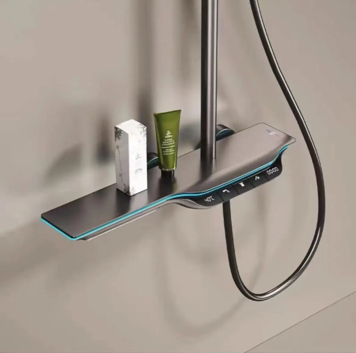 Ensemble de douche thermostatique numérique avec affichage LED et pomme de douche à effet de pluie-système de robinetterie de salle de bains intelligent à contrôle de température