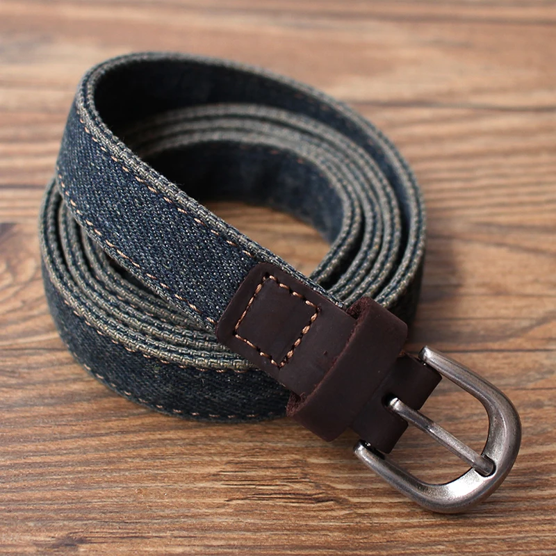 

Ladies' Simple Vintage Denim Buckle Belt Decorative Embroidery Fashionable Summer Waist Belt for Jeans Alloy Buckle