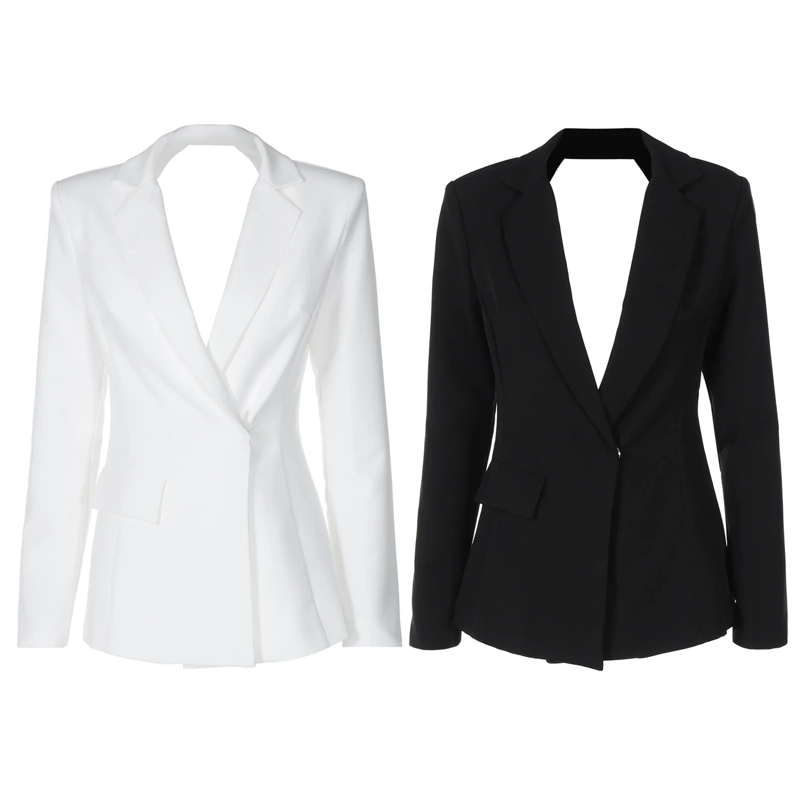 Blazer Damesmode Colberts Open Rug Revers Pakken Jassen Lange Mouw Blazer met één knop Kantoor Dame Werk Slanke Bovenkleding