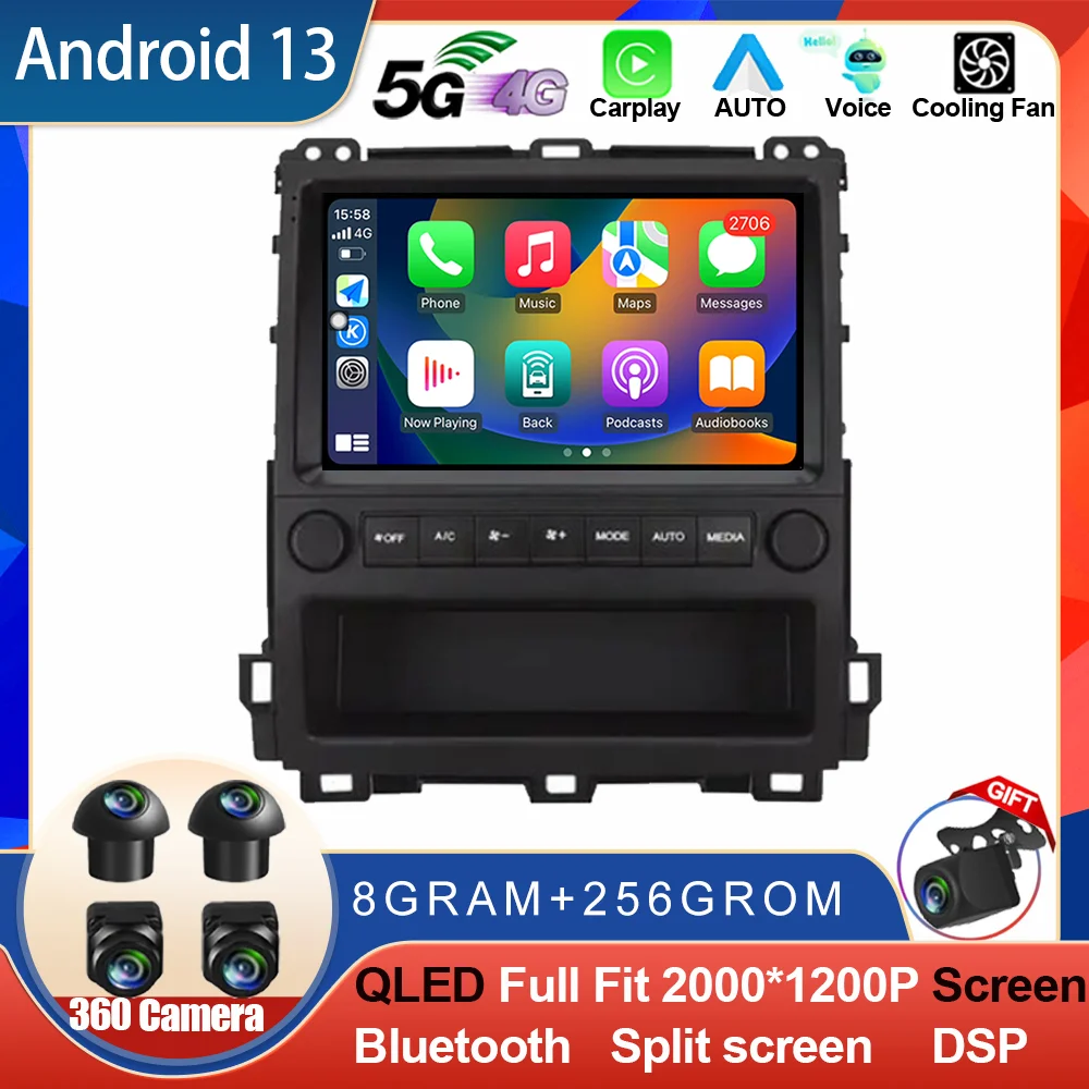 Android 13 For Toyota Land Cruiser Prado 120 For Lexus GX470 GX 470 J120 2002 -2009 Car Radio Multimedia Video Player Navigation