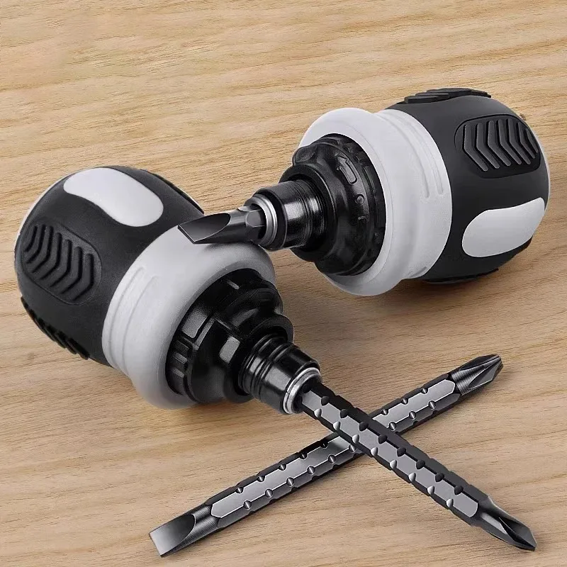 High Hardness Ratchet Screwdriver Set Short Shaped Radish Head Labor-saving Multi-functional Dual-purpose