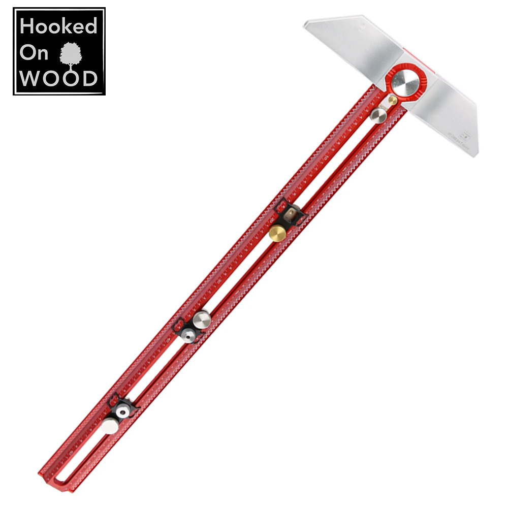 HONGDUI MT-2465 Pro Woodworking Scriber Hooked On Wood Marking T Square Ruler Aluminum Alloy Hole Positioning Marking Gauge