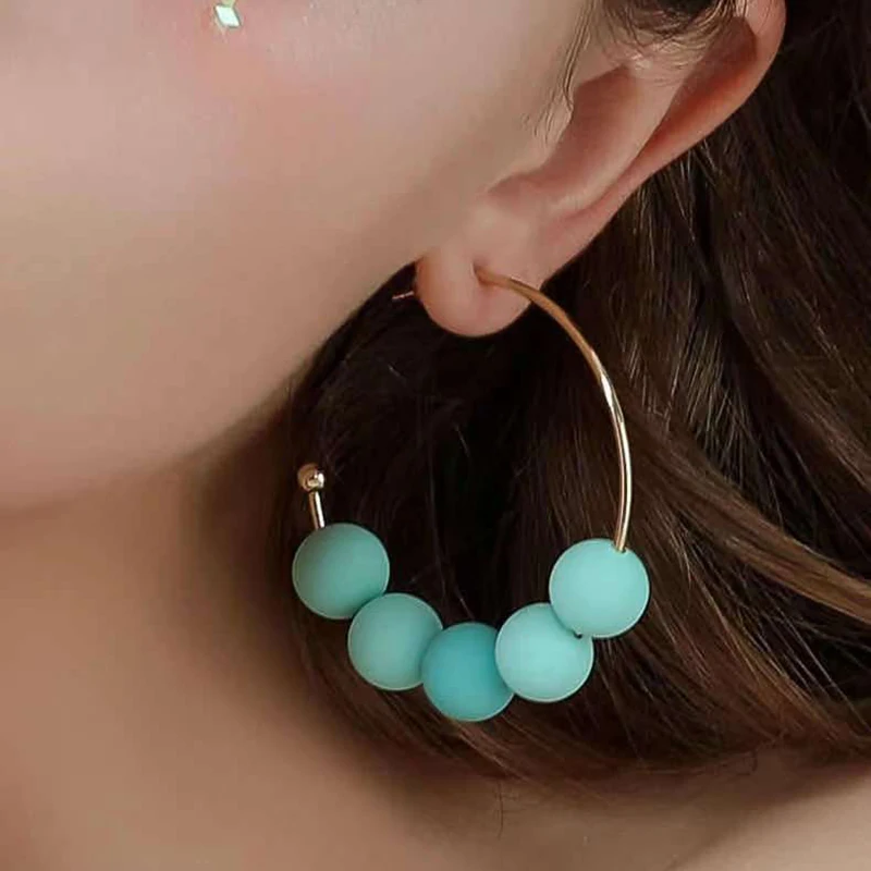 Bohemia Summer Earrings For Women Seaside Vacation Exaggeration Blue C-Type Large Ear Ring Simplicity Temperament Trend Jewelry