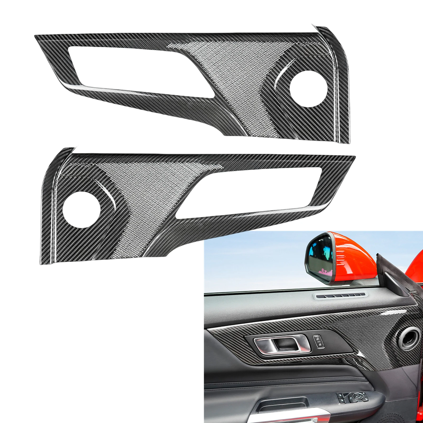 Interior Door Horn Audio Speaker Cover Trim Frame Panel For Ford Mustang 2024-2025