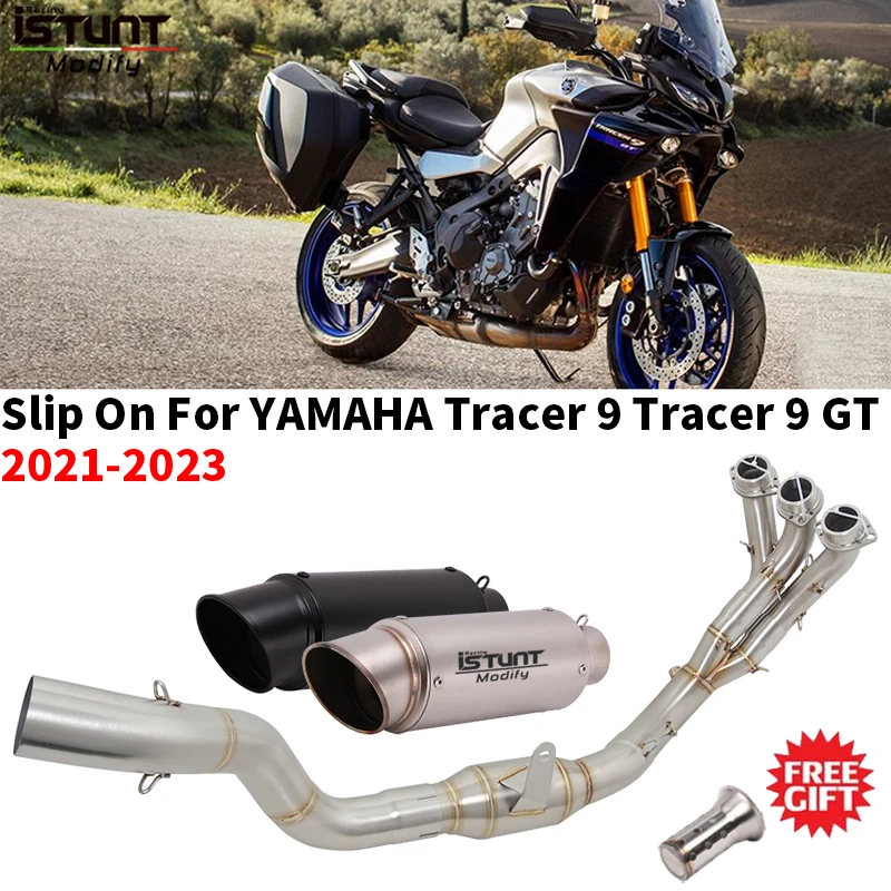 For Yamaha Tracer9 Tracer 9 GT 2021 2022 2023 Front Link Pipe Carbon Fiber Muffler Full System Motorcycle Exhaust Escape Moto