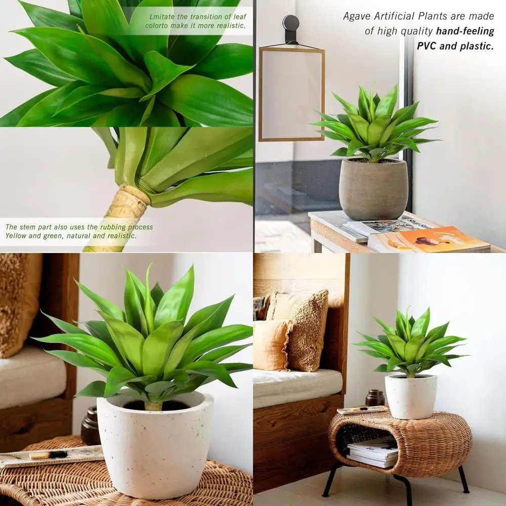 

UV-Resistant Large Artificial Agave Plants, 2 Pack, 22 for Indoor & Outdoor Decor