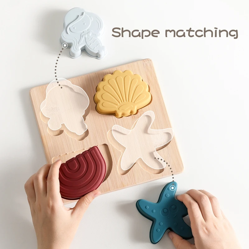 Puzzle en bois et silicone Montessori, jouet en forme d'étoile, jouet assressenti, jeu de construction, jouets pour bébé