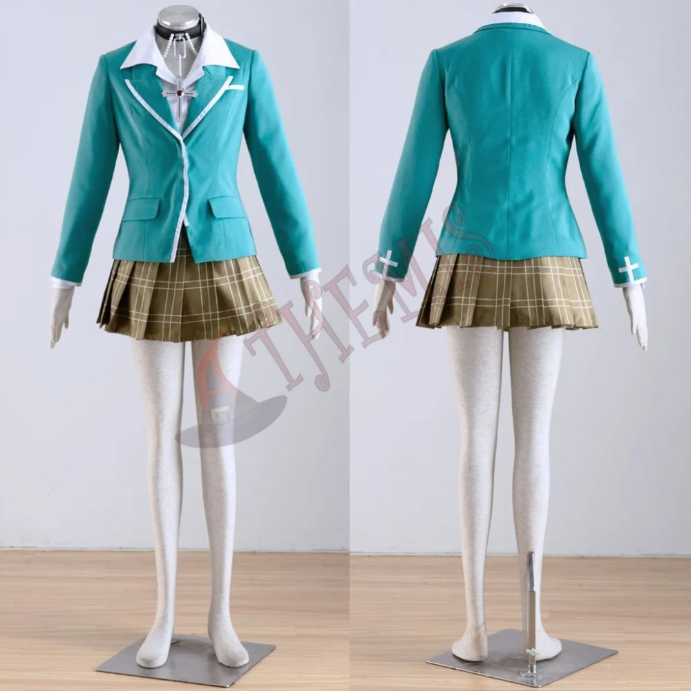 Athemis New Akashiya Moka Suit Pleated Skirt With Cross Necklace Rosario And Vampire Cosplay Costume For Women Plus Size