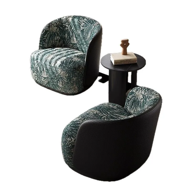 

Sofa Chair Single Designer Embroidered Leather Art Single Living Room Leisure Balcony Sofa