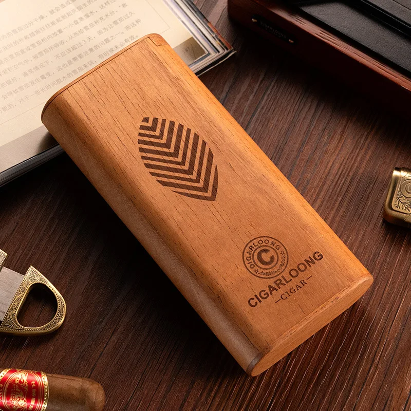 Customized logo Cigar Case CoverConvenient Cedar Cigar CoverSlider Design Humidor