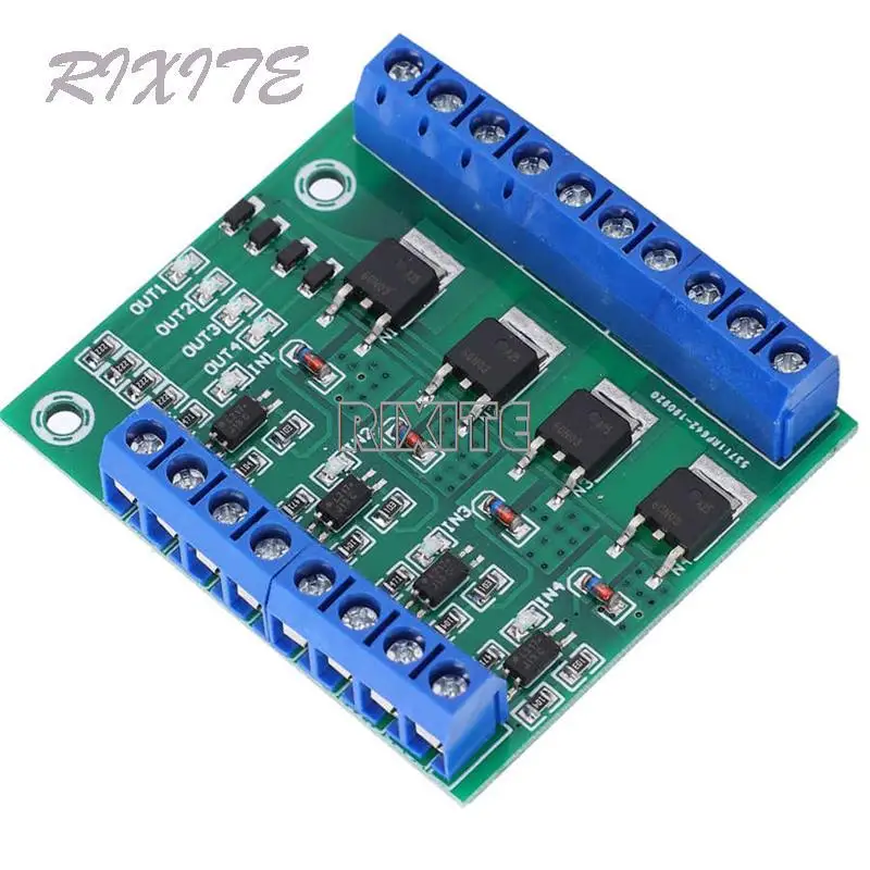 4-Channel MOS PLC Amplifier Board Driver Module PWM 3-20V To 3.7-27V DC 10A Board Driver 4-Channel MOSFET PLC Amplifier