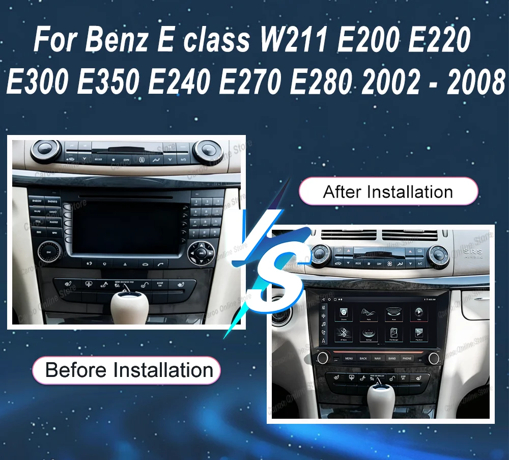 Android For Mercedes Benz E-class W211 E200 E220 E300 E350 E240 E280 CLS 2002 -2008 Car Multimedia Video Player GPS Navigation