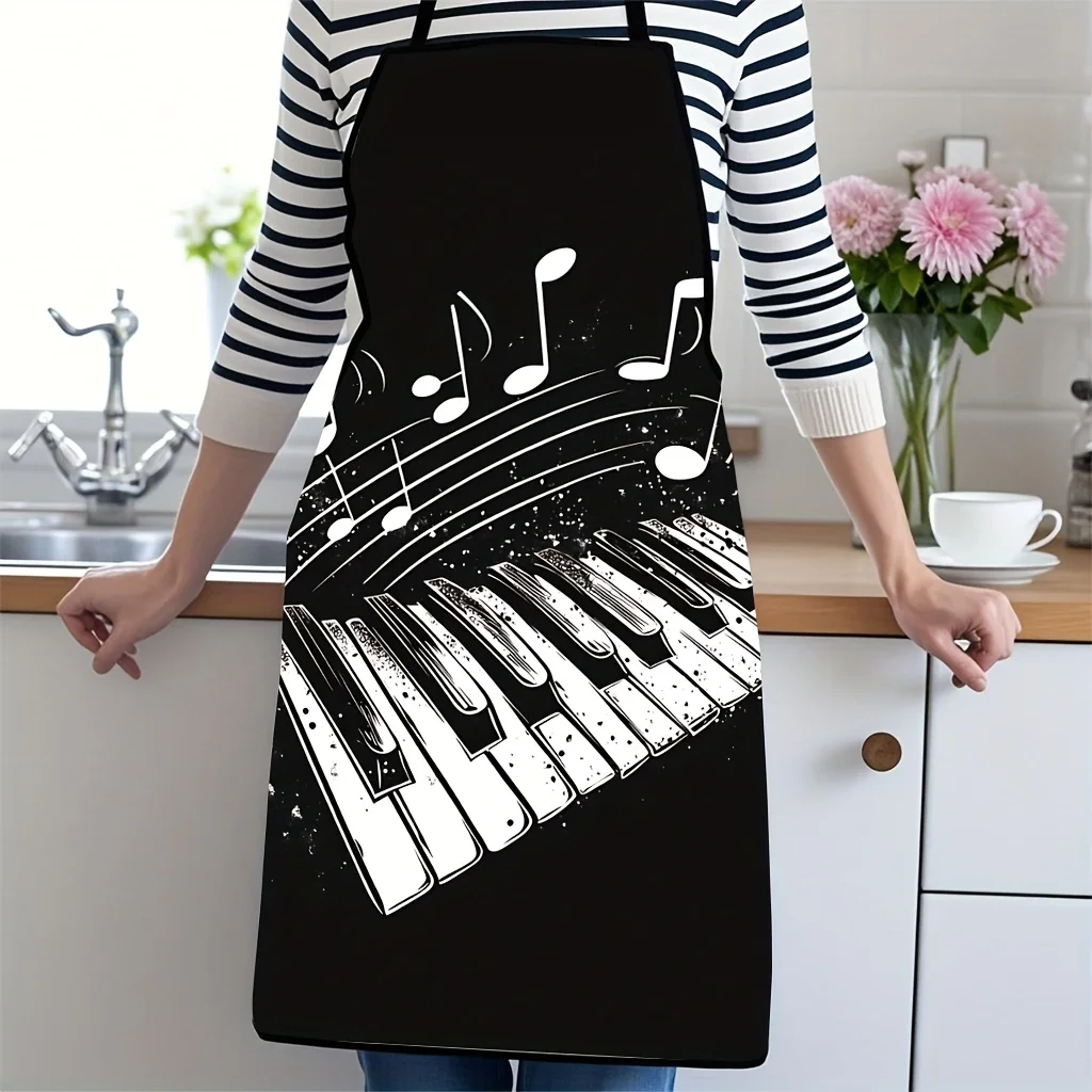 Funny Music Notes Piano Keyboard Apron for Bakers Cooks Musicians Gift Apron