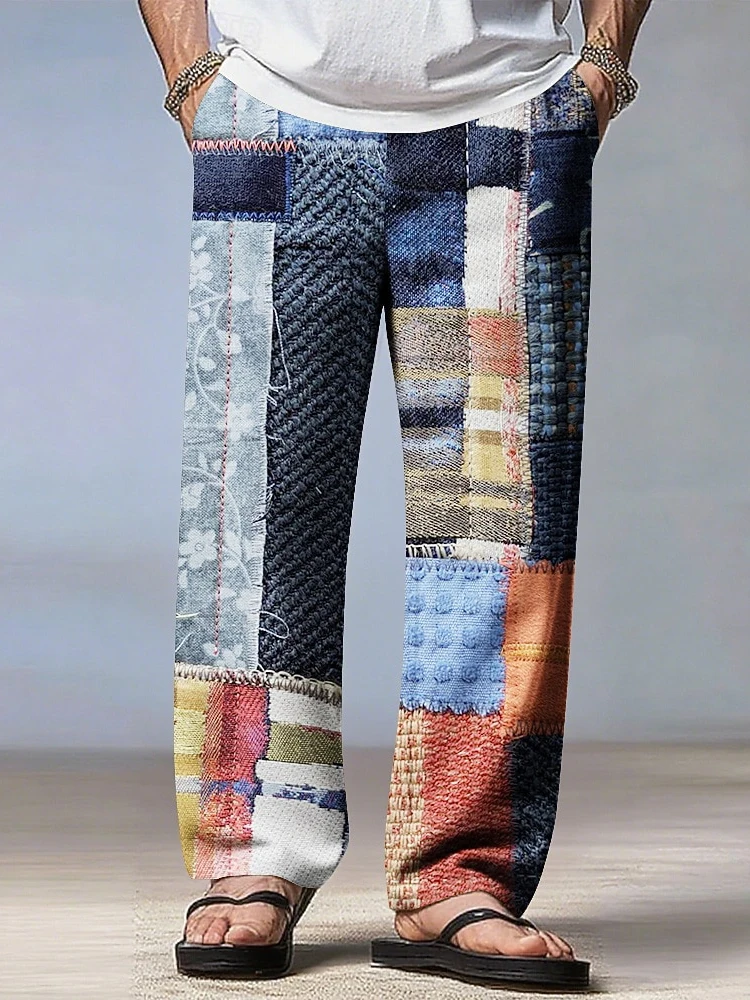 

2025 Autumn Fashion Patchwork Style 3D Printed Men's Trendy Trousers, Street Fashion Versatile Casual Men's Trousers S-5XL