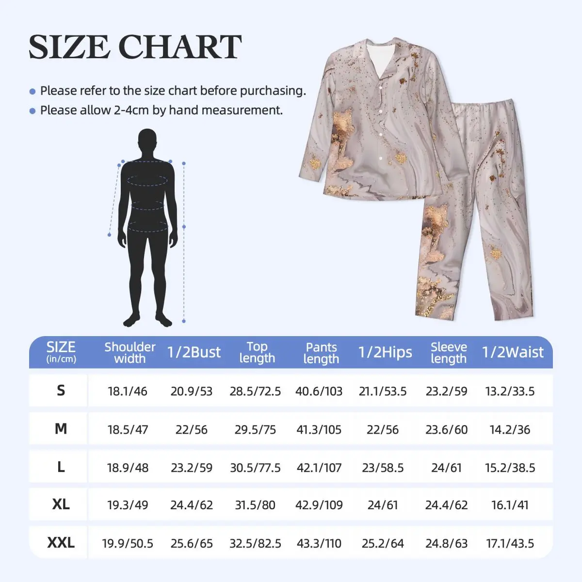 Pajamas Men Purple Gold Sparkle Marble Home Sleepwear Two Piece Vintage Pajama Set Long Sleeve Trendy Oversized Home Suit