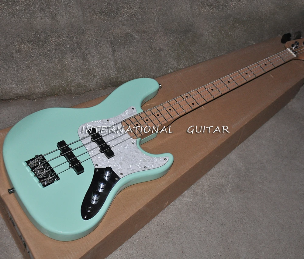 

Light Blue/Yellow 4 Strings Electric Bass Guitar with Maple Fretboard ,Customizable