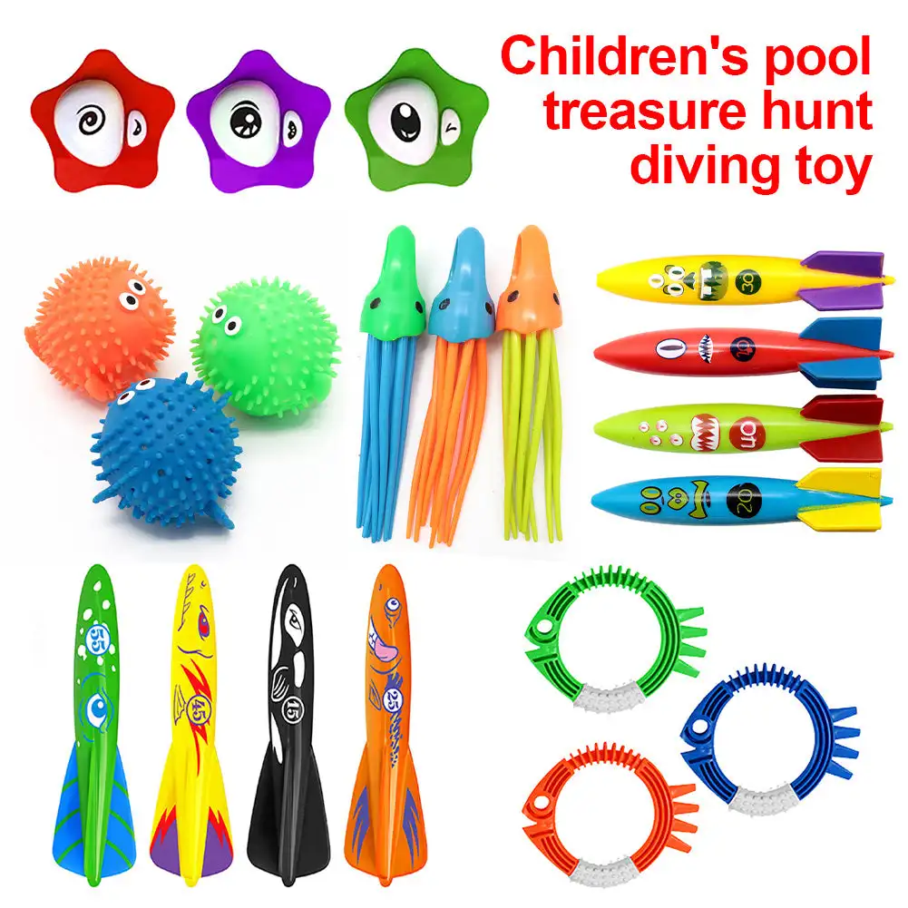 Children's Pool Diving Toy Submersible Torpedo Treasure Hunt Water Toy Swimming Training Tool Summer Outdoor Water Gift Set