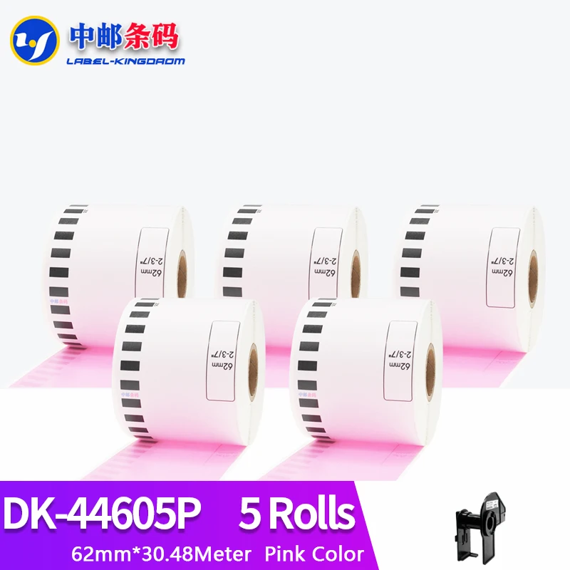 5 Rolls Pink Brother Generic DK-44605 Label Continuous Compatible for QL-570/580/700/710/720NW Label Printer DK-4605 DK44605