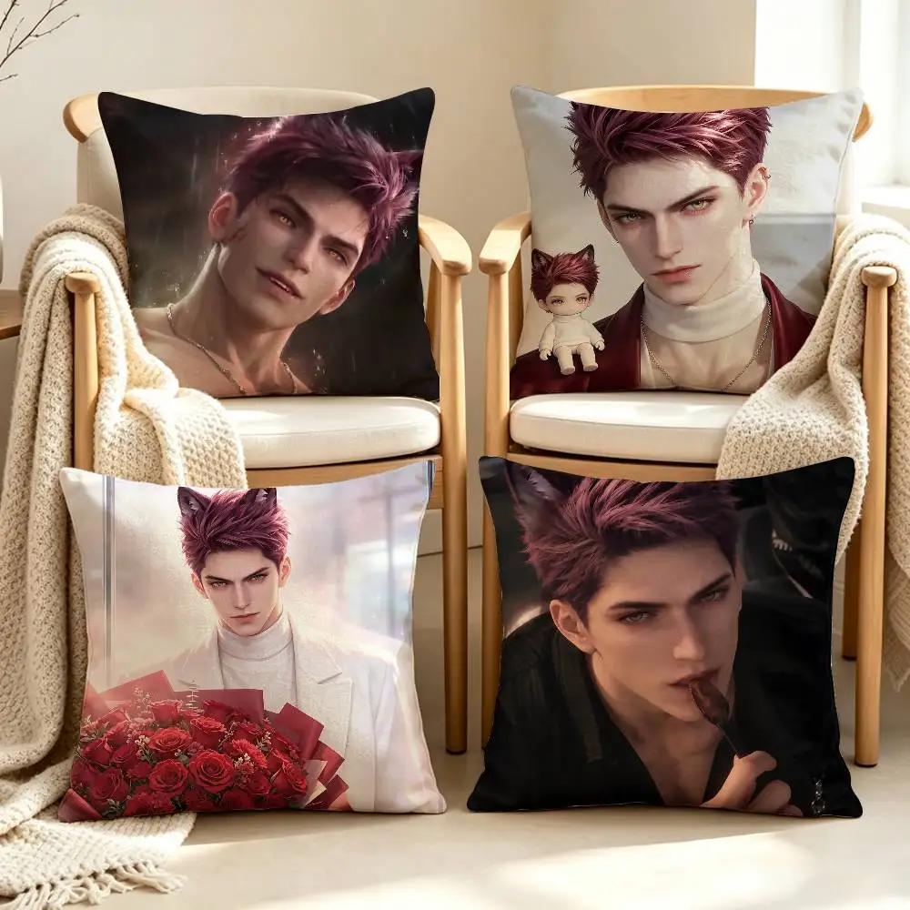 Handsome V-Valko Wolf-themed Man Custom Double Sided Print Square Pillow Cushion Cover