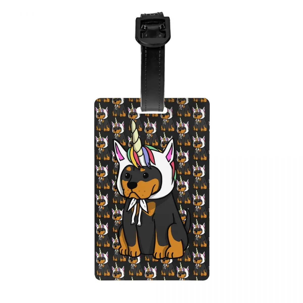 Custom Rottweiler Unicorn Luggage Tag With Name Card Metzgerhund Dog Lover Privacy Cover ID Label for Travel Bag Suitcase