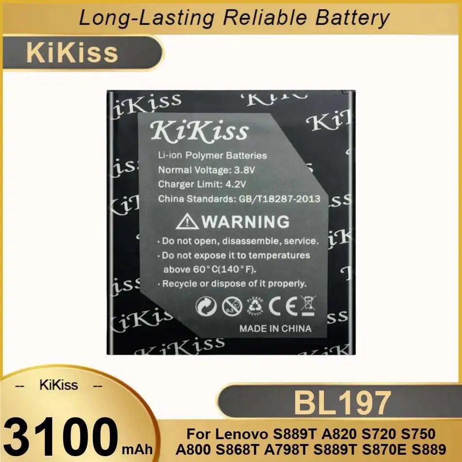 

Mobile Phone Battery BL197 3100Mah For Lenovo S889T A820 S720 S750 A800 S868T A798T S870E S889