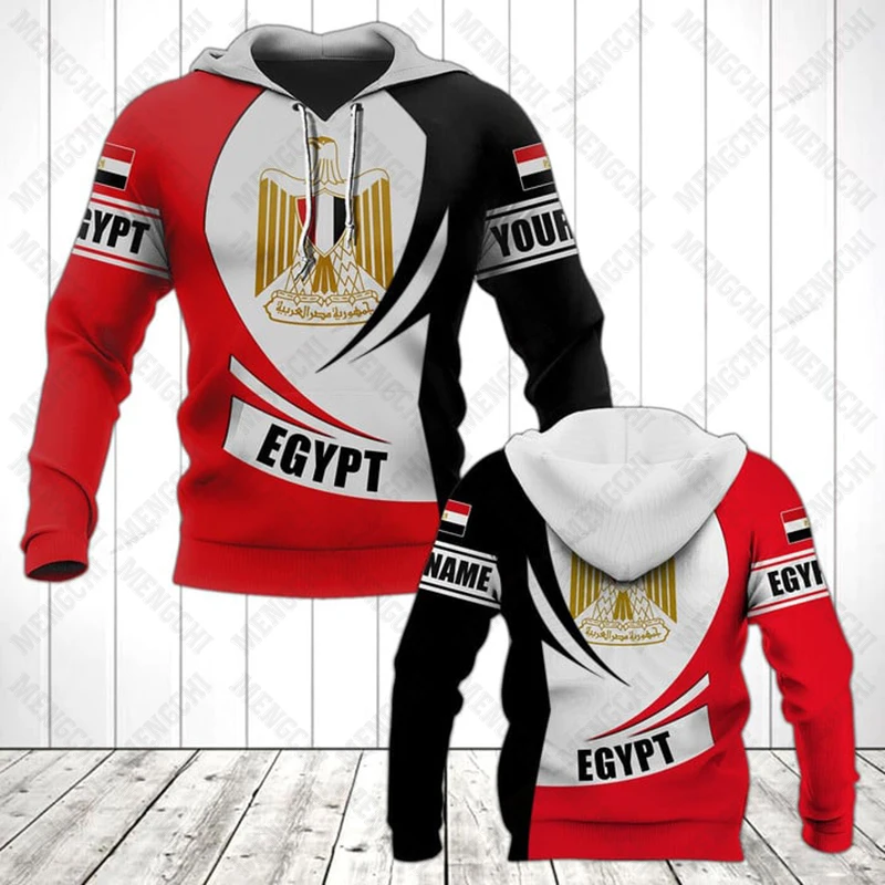 Sudaderas con capucha con patrón de emblema de Egipto con nombre personalizado, sudaderas sueltas Unisex, ropa informal para niños y niñas, ropa de calle de gran tamaño