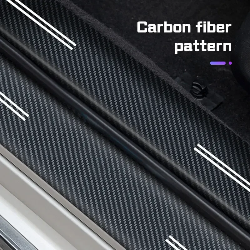 4Pcs Carbon Fiber Car Door Sill Protector For Geely Monjaro Tugella Coolray Starray Preface EX5 Geometry C Atlas Pro Sticker