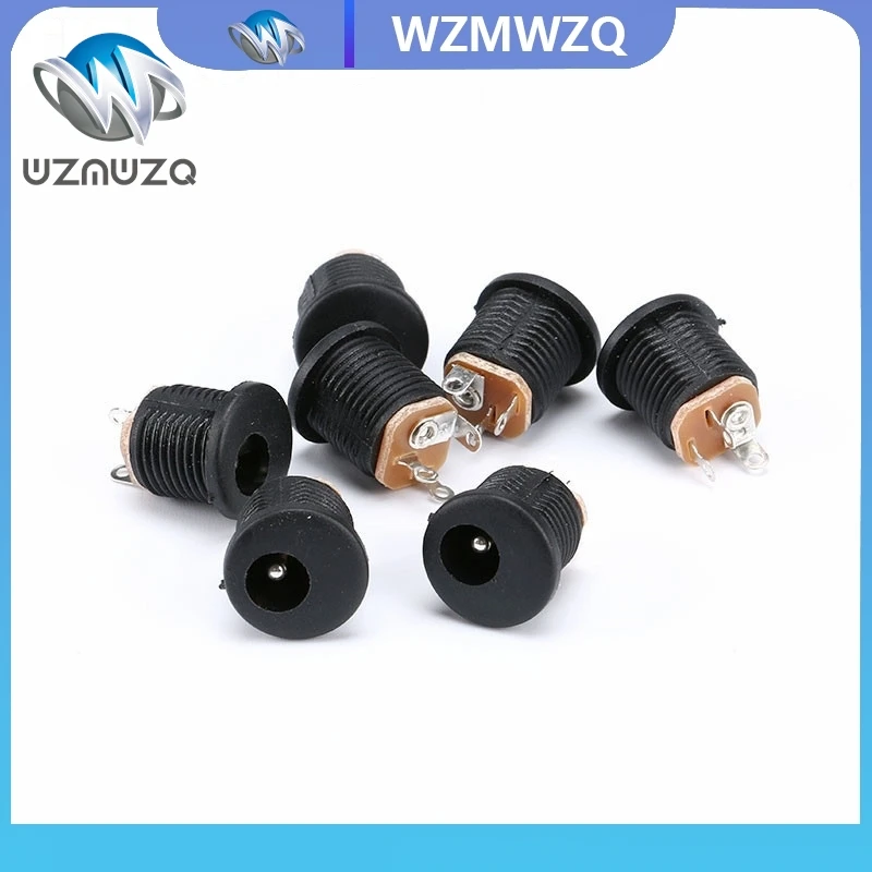 

10/5/2Pcs DC-022 5.5x2.1mm DC Power Socket Plug Jack DC Connectors Round Hole Screw Nut Interface Panel Mounting DC022 5.5-2.1