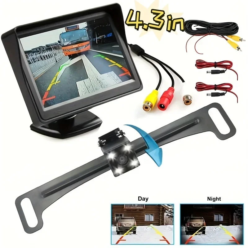 طقم كاميرا مراقبة السيارة Bileeko 4.3 بوصة TFT LCD: نظام الرؤية الخلفية للسيارات/الشاحنات/الالتقاطات/سيارات الدفع الرباعي مع سهولة التركيب