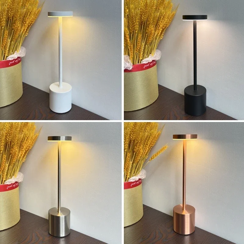 LED Table Lamp Touch Sensor Rechargeable Desktop Night Light Wireless Reading Lamp for Restaurant Hotel Bar Bedroom Decor Light