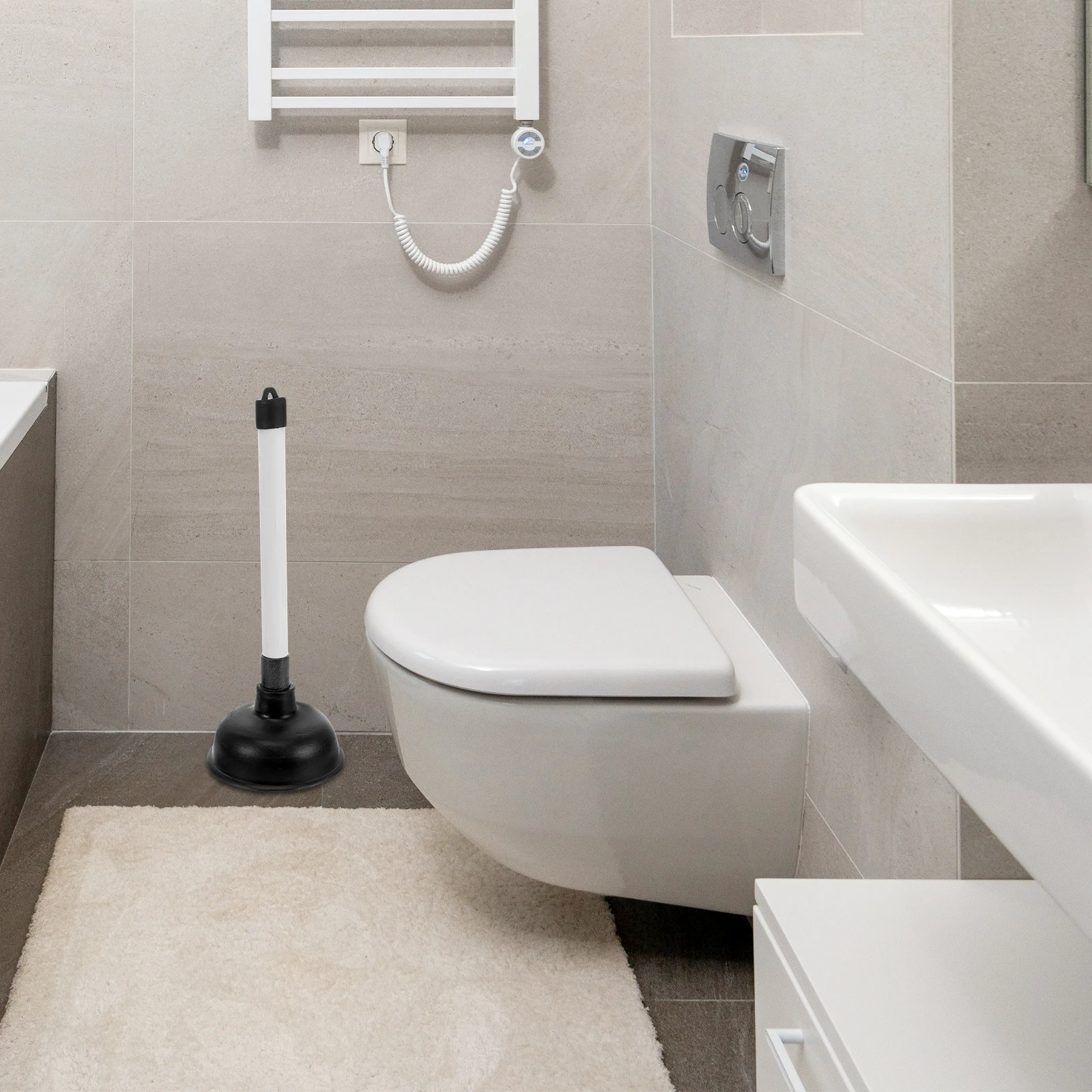 

Plastic Bathroom Plunger Toilet Pump for Sink Pipe Wet Room Drain Cleaner Closestool Tool Handle